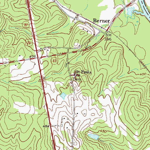 Topographic Map of Saint Pauls Church, GA