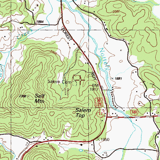 Topographic Map of Salem Cemetery, GA