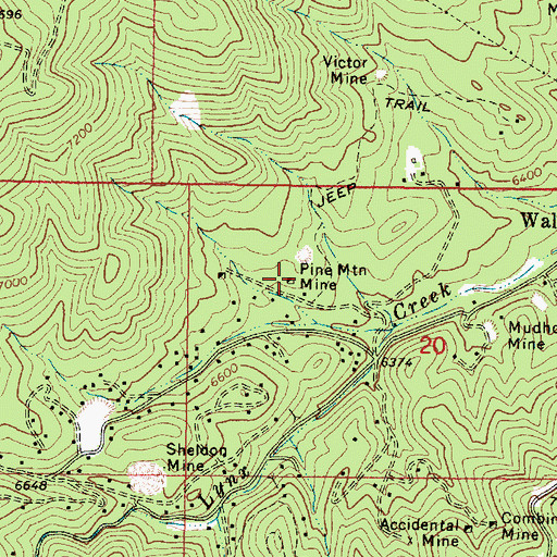 Topographic Map of Pine Mountain Mine, AZ