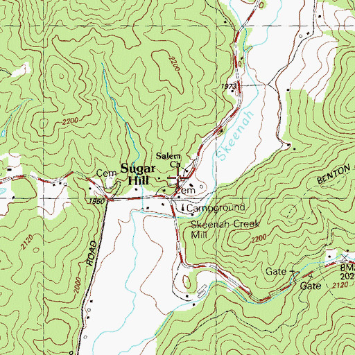 Topographic Map of Salem Baptist Church Number 1, GA