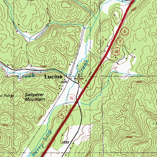 Topographic Map of Saltpeter Creek, GA