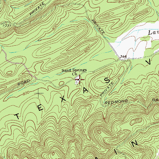 Topographic Map of Sand Springs Church, GA