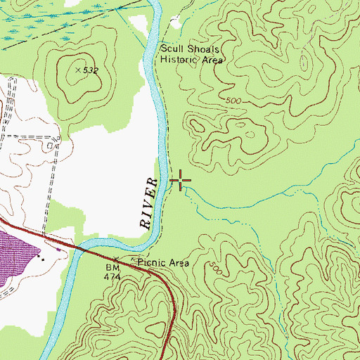 Topographic Map of Sandy Creek, GA