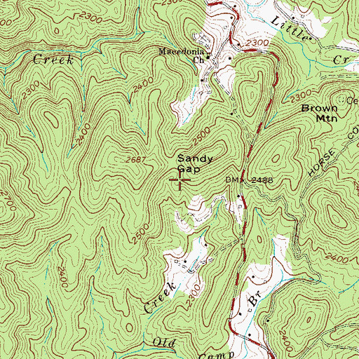 Topographic Map of Sandy Gap, GA