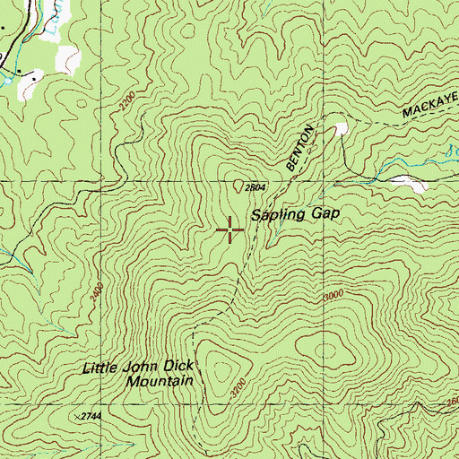 Topographic Map of Sapling Gap, GA