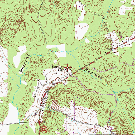 Topographic Map of Sardis Church, GA