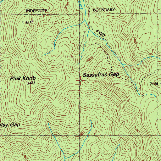 Topographic Map of Sassafras Gap, GA