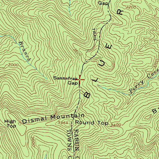 Topographic Map of Sassafras Gap, GA