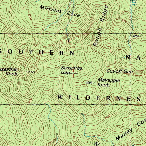 Topographic Map of Sassafras Gap, GA