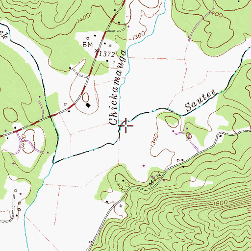 Topographic Map of Sautee Creek, GA
