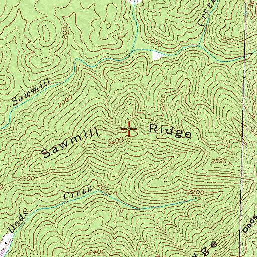 Topographic Map of Sawmill Ridge, GA