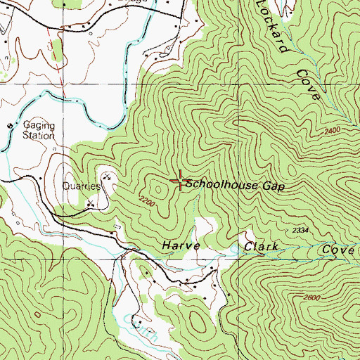Topographic Map of Schoolhouse Gap, GA