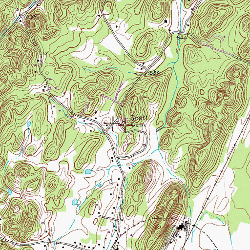 Topographic Map of Scott Cemetery, GA