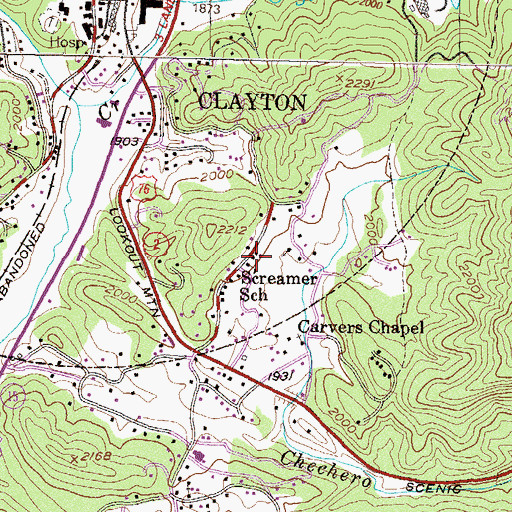 Topographic Map of Screamer School, GA