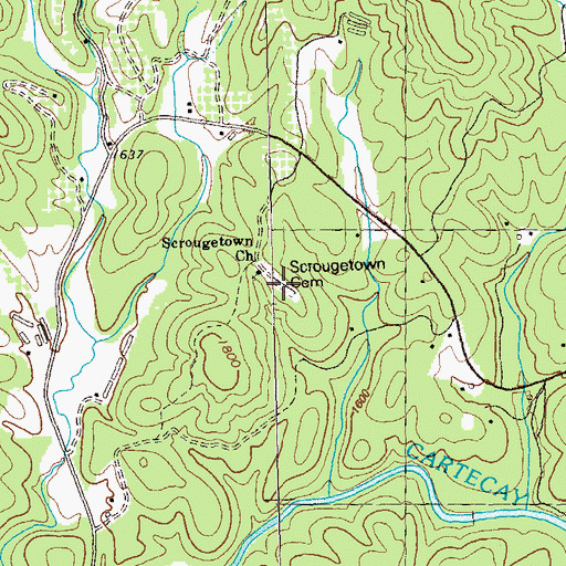 Topographic Map of Scrougetown Baptist Church Cemetery, GA