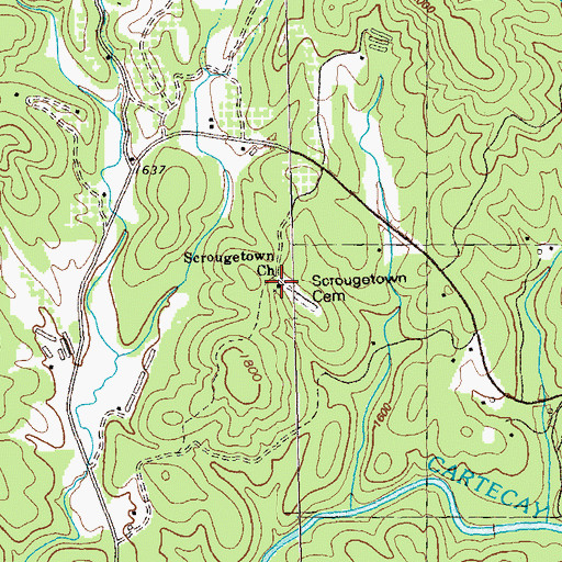 Topographic Map of Scrougetown Church, GA