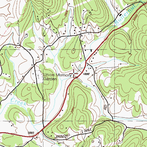 Topographic Map of Right Prong Butternut Creek, GA