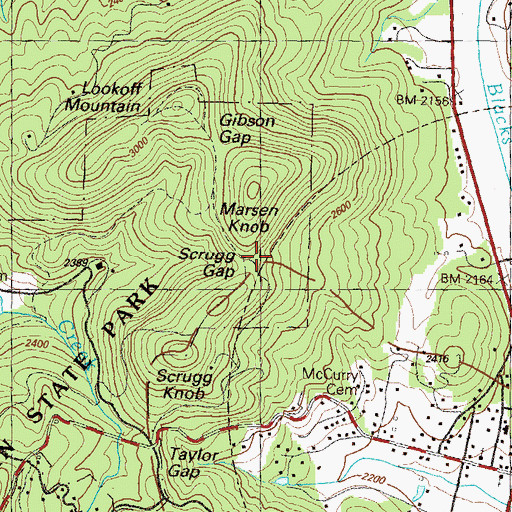 Topographic Map of Scrugg Gap, GA