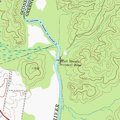 Topographic Map of Scull Shoals Historic Area, GA