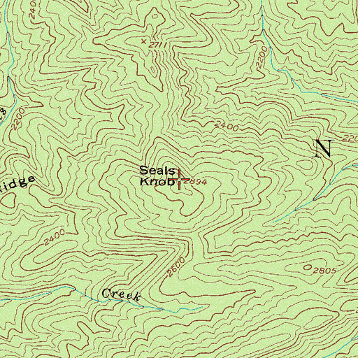 Topographic Map of Seals Knob, GA