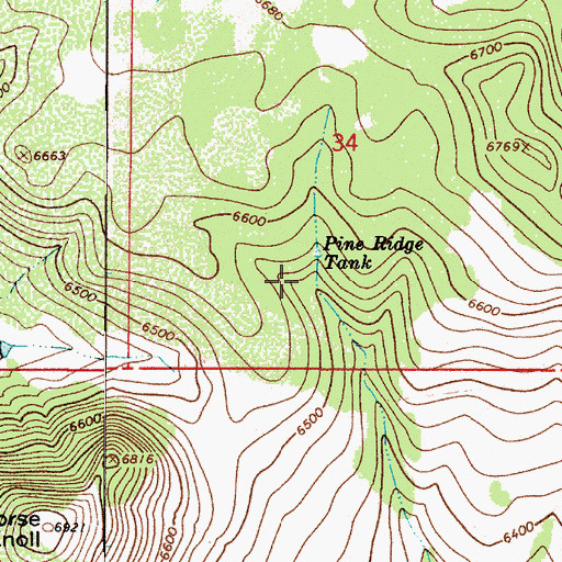 Topographic Map of Pine Ridge Tank, AZ
