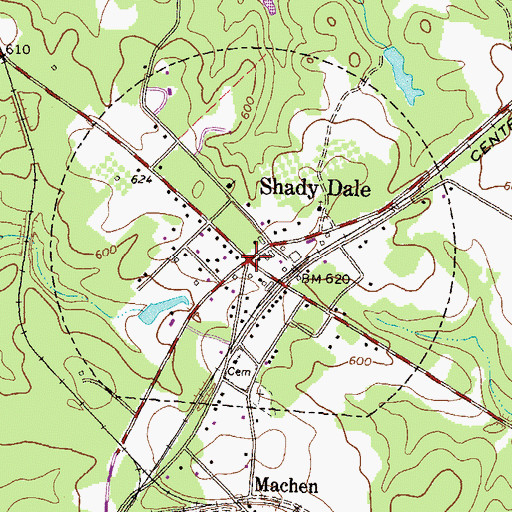 Topographic Map of Shady Dale, GA