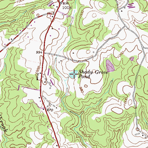 Topographic Map of Shady Grove Pond, GA