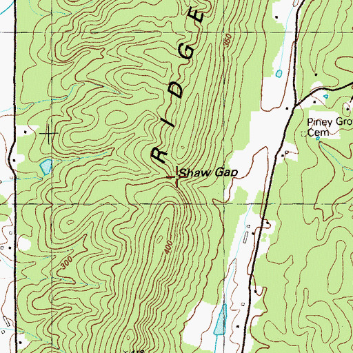 Topographic Map of Shaw Gap, GA