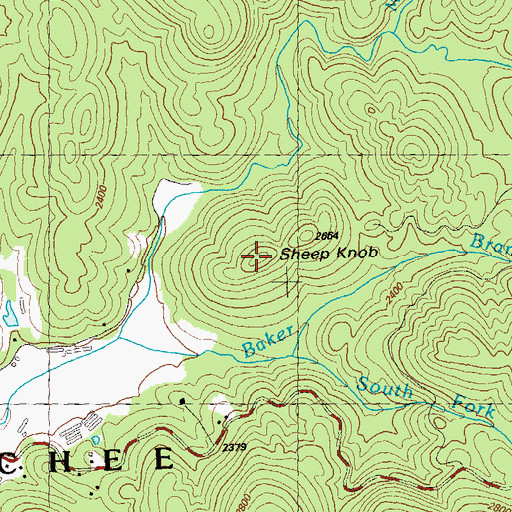 Topographic Map of Sheep Knob, GA