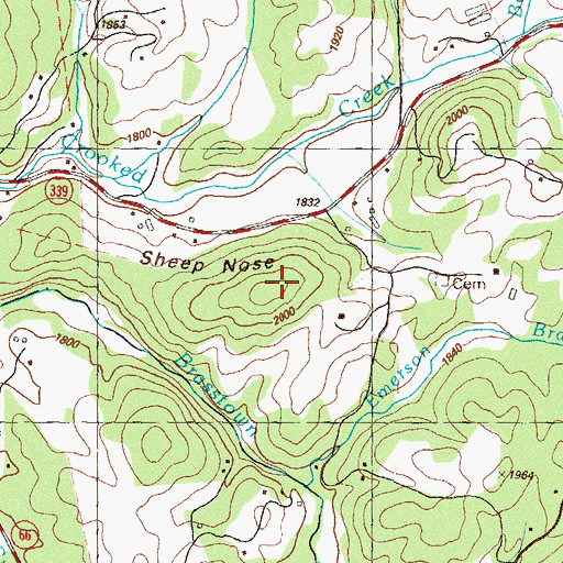 Topographic Map of Sheep Nose, GA