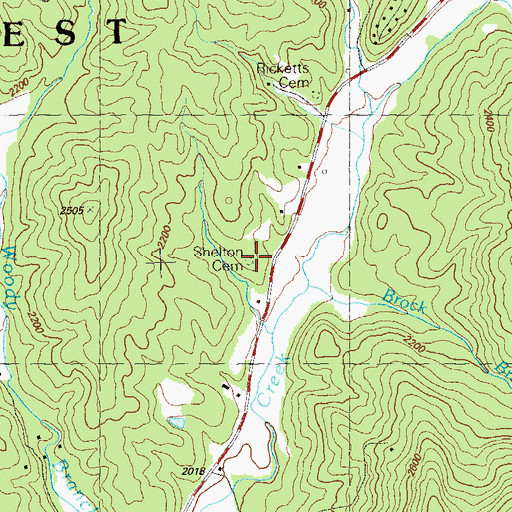 Topographic Map of Shelton Cemetery, GA