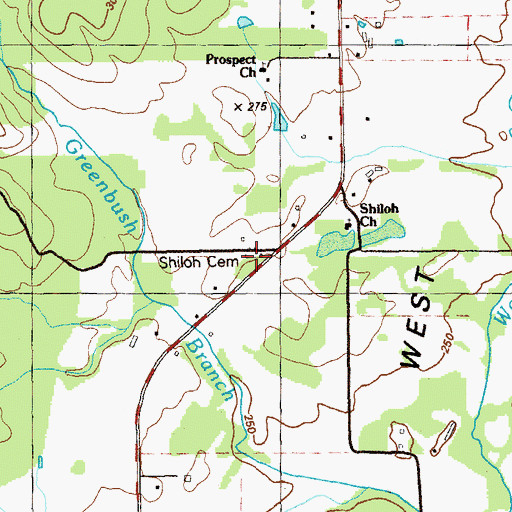 Topographic Map of Shiloh Cemetery, GA