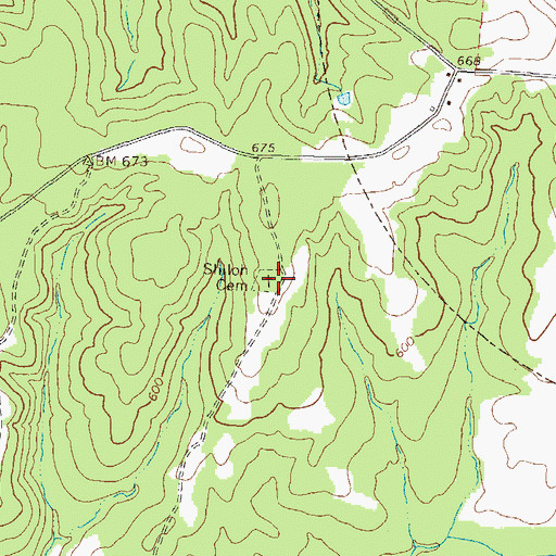 Topographic Map of Shiloh Cemetery, GA
