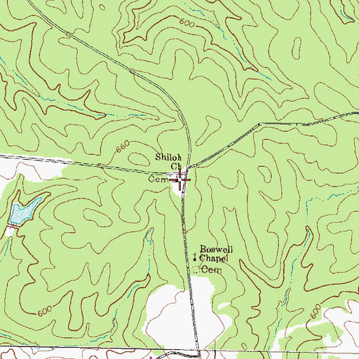Topographic Map of Shiloh Church, GA