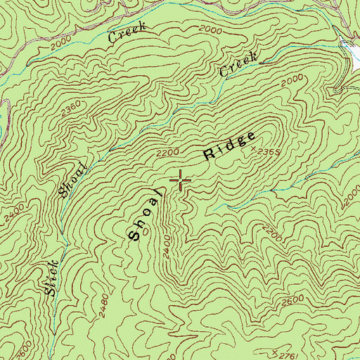 Topographic Map of Shoal Ridge, GA