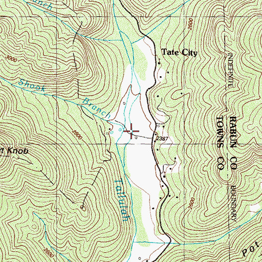 Topographic Map of Shook Branch, GA