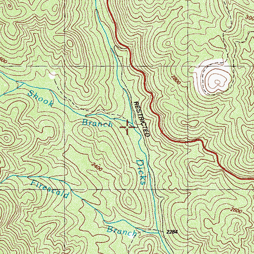 Topographic Map of Shook Branch, GA