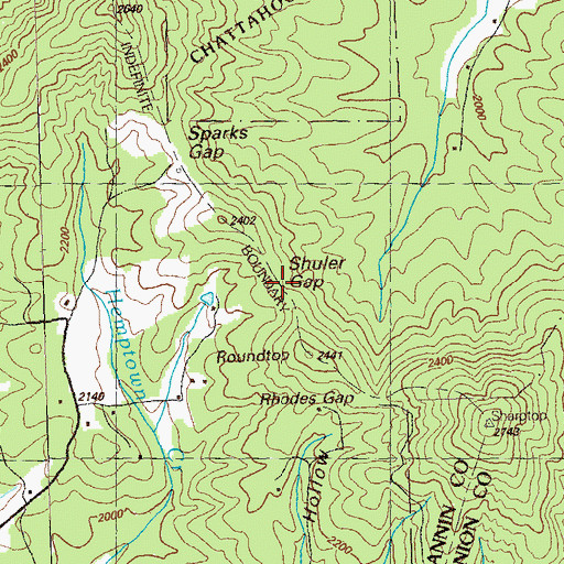 Topographic Map of Shuler Gap, GA