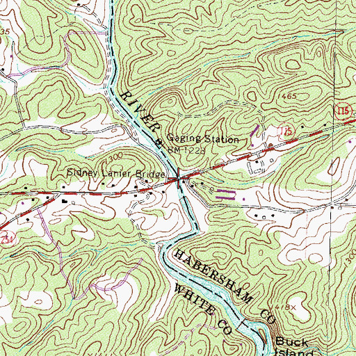 Topographic Map of Sidney Lanier Bridge, GA