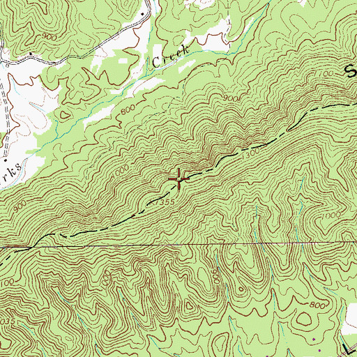 Topographic Map of Simms Mountain, GA