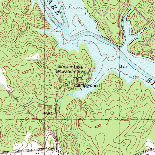 Topographic Map of Sinclair Lake Recreation Area, GA