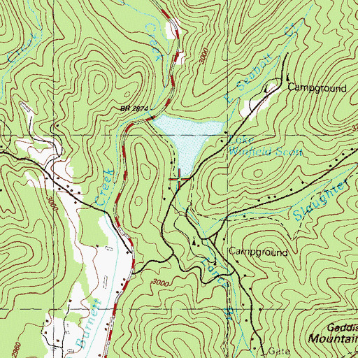 Topographic Map of Slaughter Creek, GA