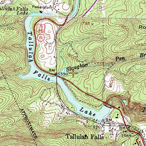 Topographic Map of Slaughter Pen Branch, GA