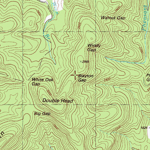 Topographic Map of Slayton Gap, GA