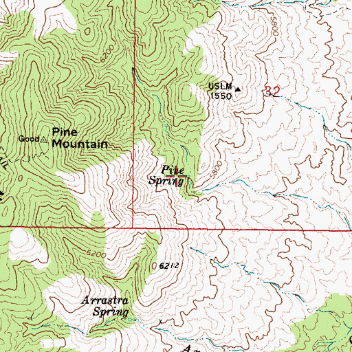 Topographic Map of Pine Spring, AZ