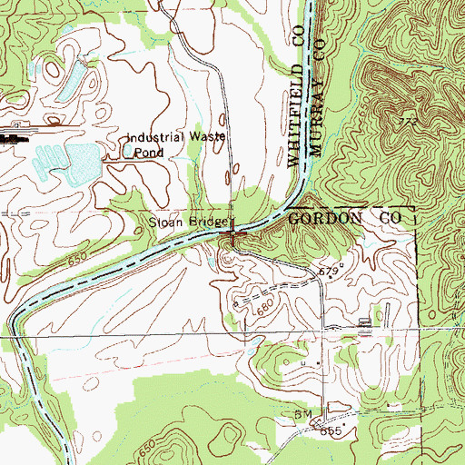 Topographic Map of Sloan Bridge, GA
