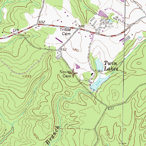 Topographic Map of Smith Cemetery, GA