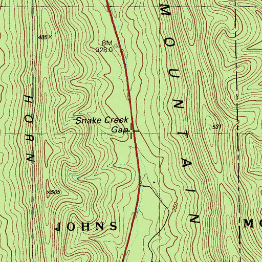 Topographic Map of Snake Creek Gap, GA
