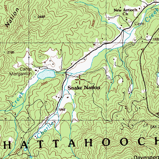 Topographic Map of Snake Nation, GA