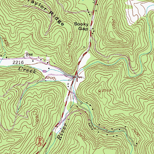 Topographic Map of Soapstone Creek, GA